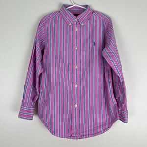 RALPH LAUREN POLO PINK YOUTH BUTTON DOWN LONG SLEEVE SHIRT; SIZE 6